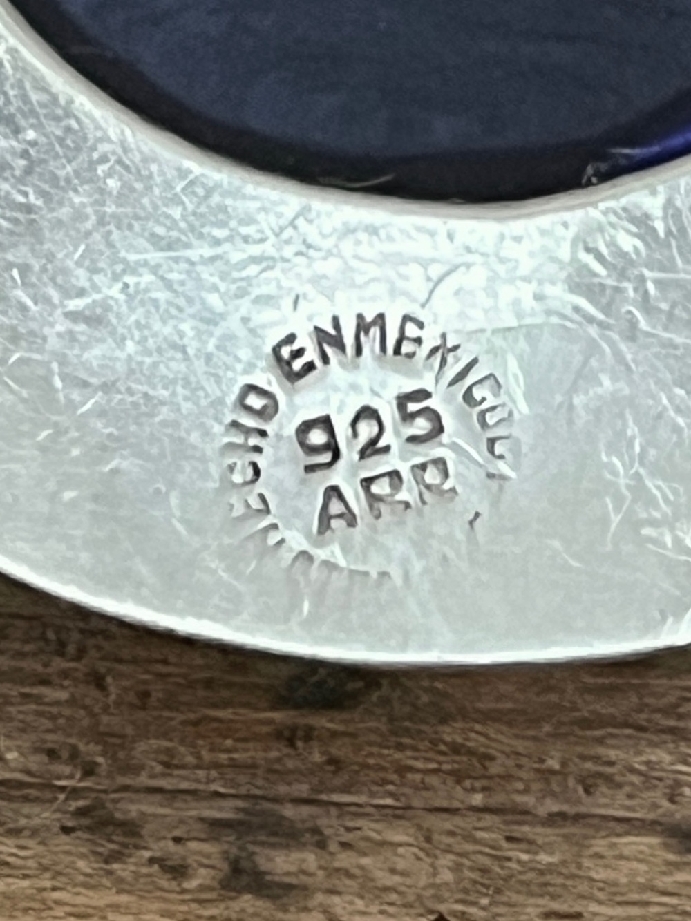 Vintage Mexican 925 Sterling Silver Blue Glass Pendant Signed ARR - Picture 8 of 10